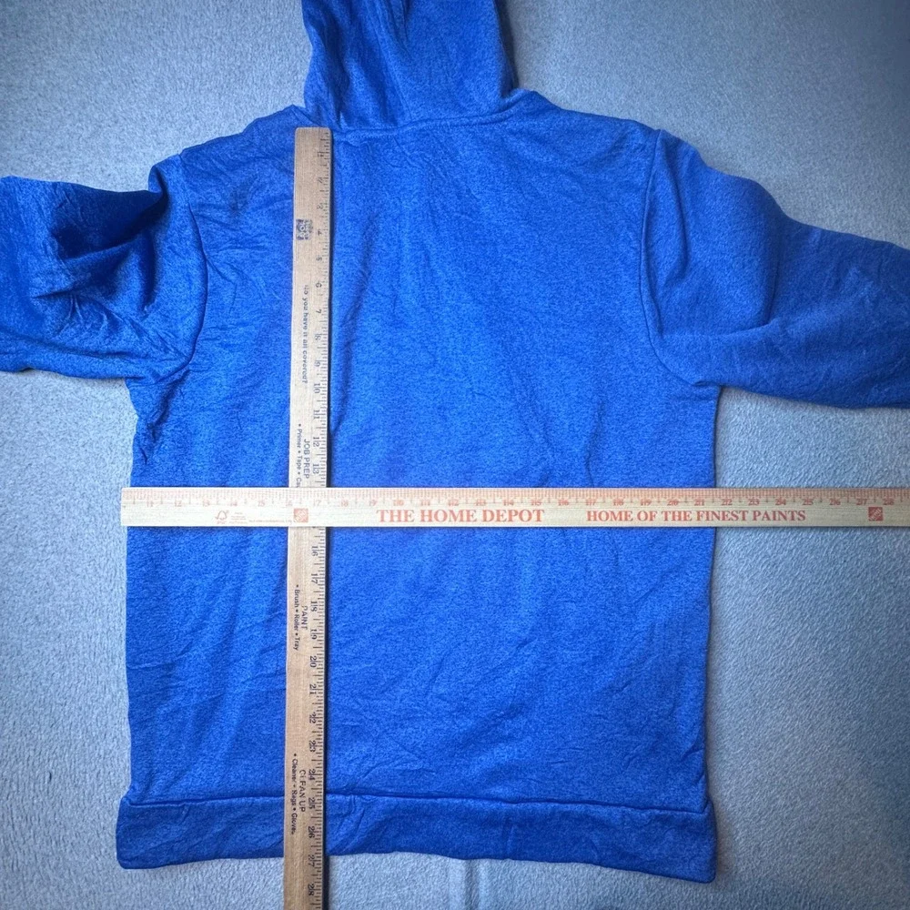 The North Face Hoodie Mens L Blue Logo Pullover Heathered Fleece Sweatshirt
